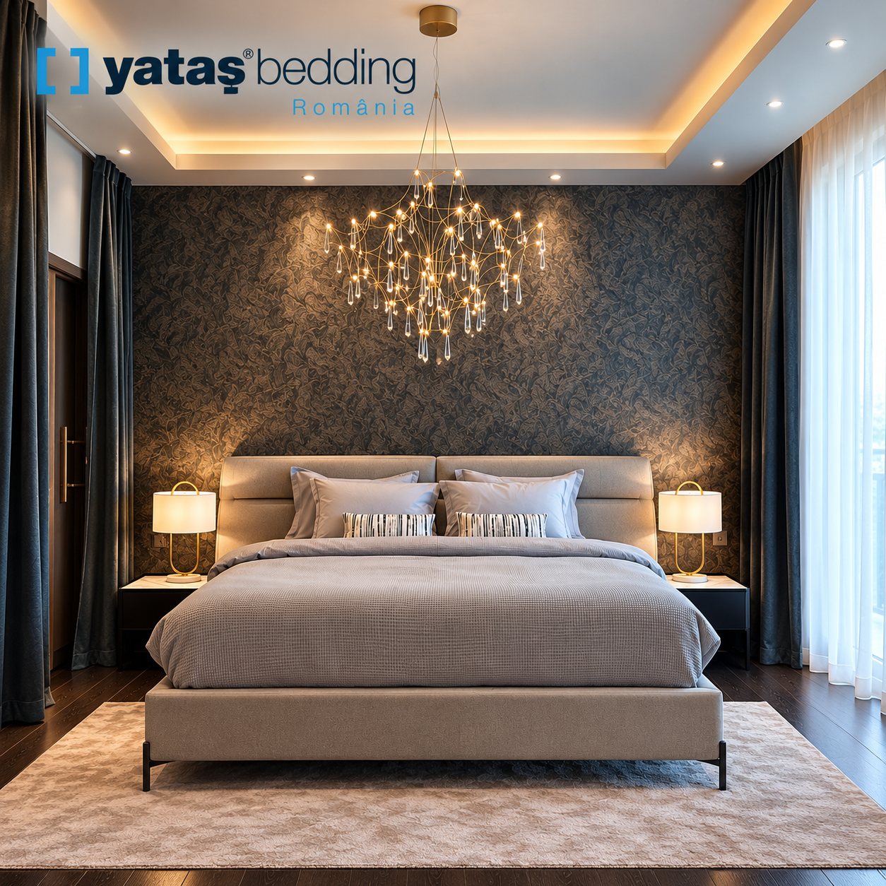 Dormitor matrimonial amenajat complet în penthouse