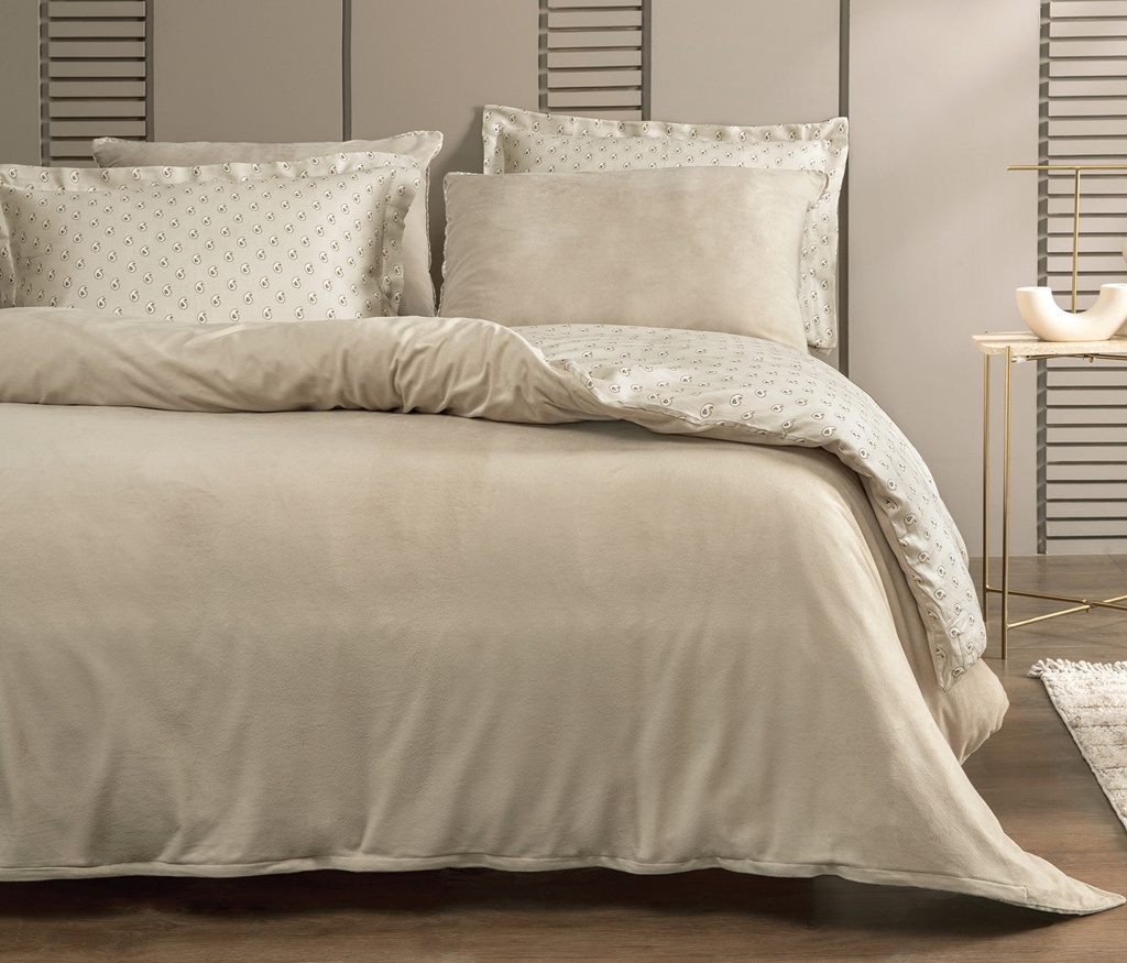 SET LENJERIE PAT - ARWIN VELVET SATEEN, DIMENSIUNE QUEEN - MINK