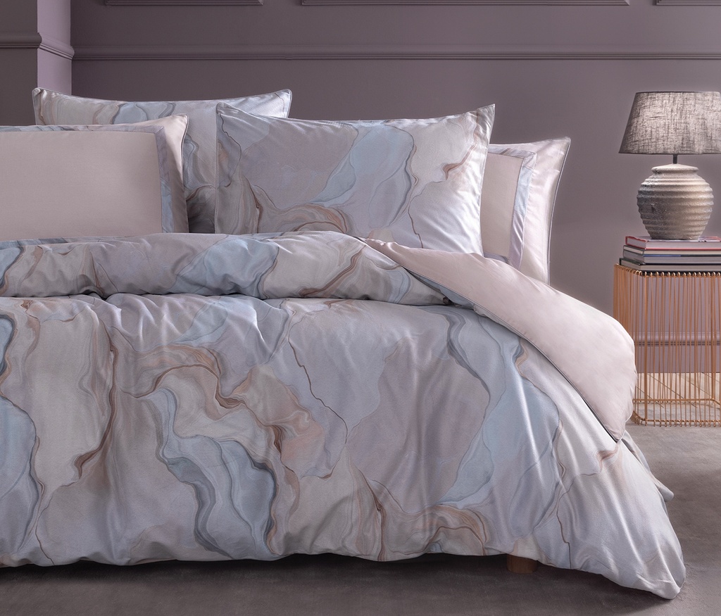 SET LENJERIE PAT - VALERI VELVET SATEEN, DIMENSIUNE QUEEN - ROZ PUDRAT