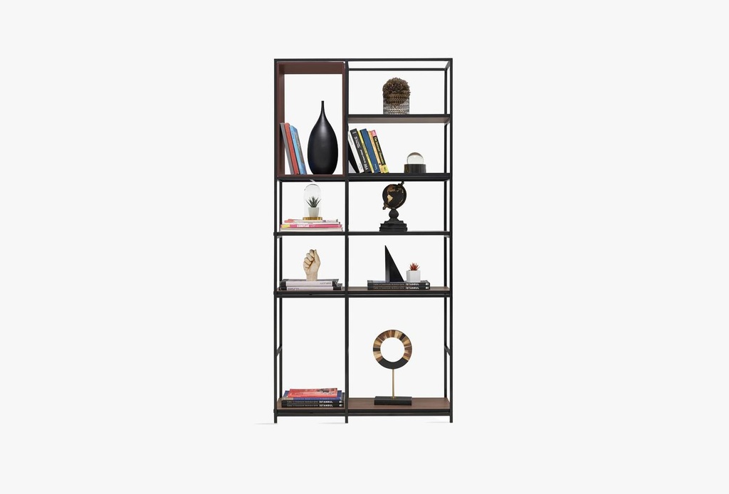 Bibliotecă Hampton cu raft burgundy
