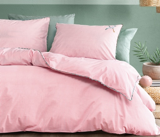 [50503000008455] SET LENJERIE PAT - TERRI STRIPED RANFORCE, DIMENSIUNE QUEEN - ROSE